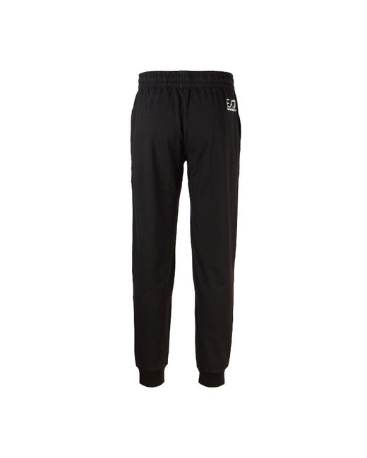 EA7 Black Logo-Print Cotton Track Pants for men