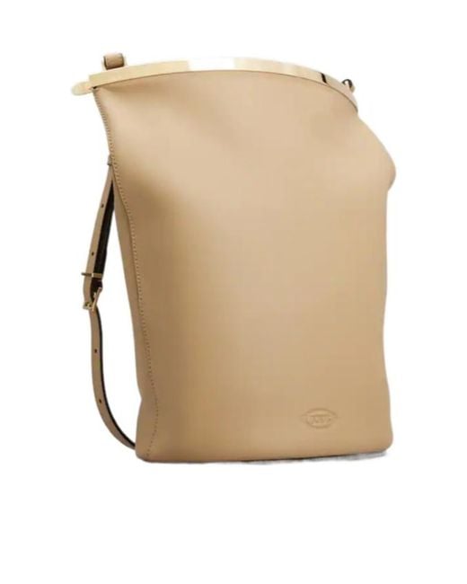 Tod's Natural Logo Embossed Bucket Bag
