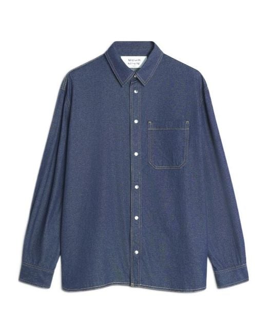 Maison Kitsuné Blue Maison Kitsuné Snap-Button Denim Shirt for men