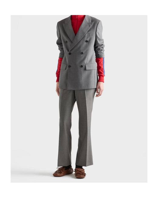 Prada Gray Double-Breasted Wool Jacket for men