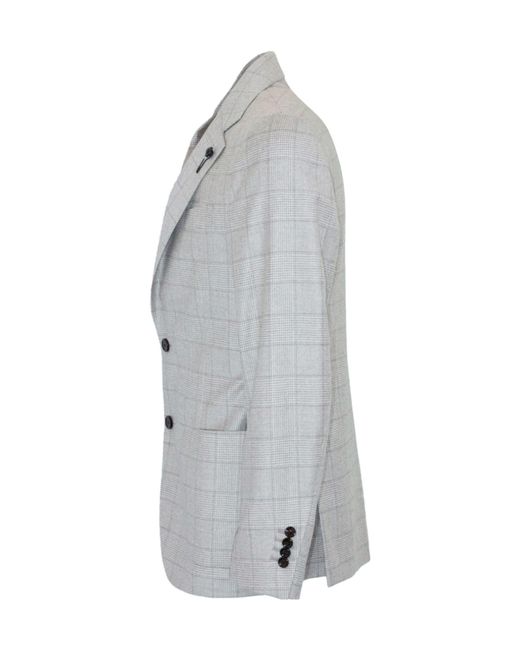Lardini Gray Prince Of Wales Single-Breasted Blazer for men
