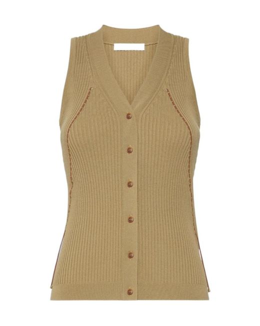 Max Mara Green Cotton And Viscose Yarn Gilet