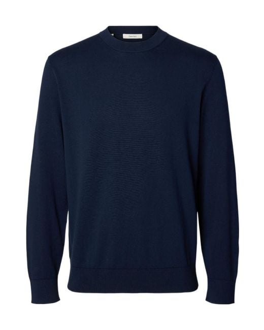 SELECTED Blue Long-Sleeved Sweater for men