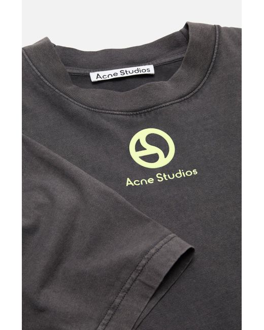 Acne Gray Logo-Print Organic Cotton T-Shirt for men