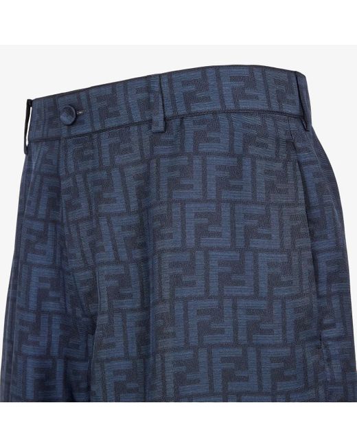 Fendi Blue Ff Jacquard Bermuda Shorts for men