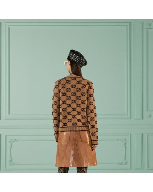 Gucci Brown Gg Jacquard Button-Up Cardigan