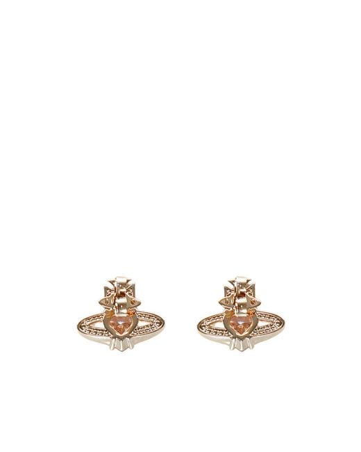 Vivienne Westwood White Embellished Orb-Plaque Earrings