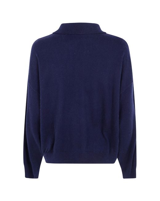 Seventy Blue Wool Cashmere Blend Polo Neck Sweater