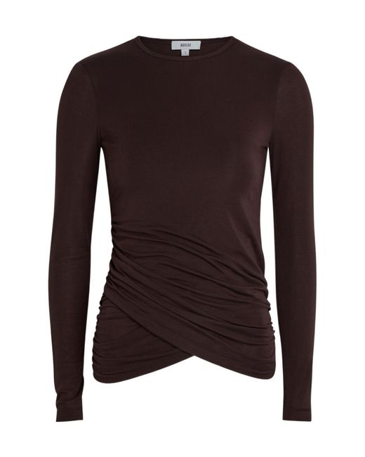 Agolde Brown Eve Draped Jersey Top