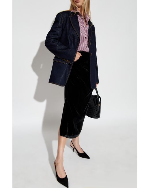 Etro Black Velvet Midi Skirt