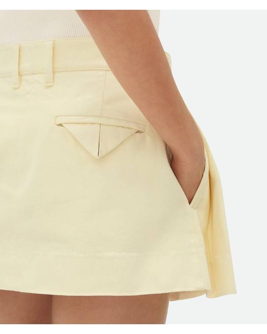 Bottega Veneta Yellow Wash Denim Pleated Mini Skirt