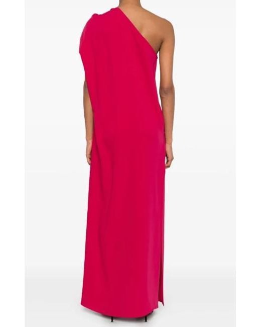 P.A.R.O.S.H. Red One-Shoulder Draped Dress