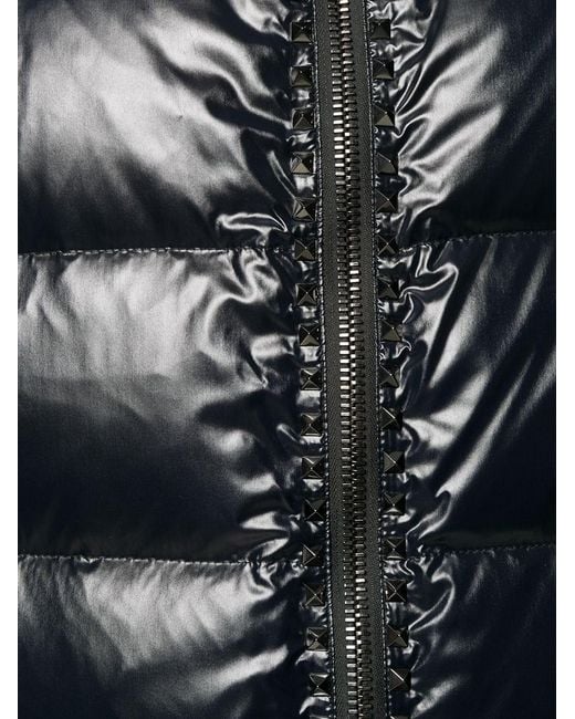 Valentino Black Padded Rockstud Coat for men