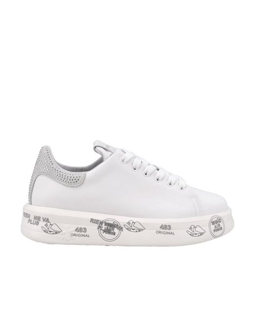 Premiata White Low-Cut Flat Casual Shoes