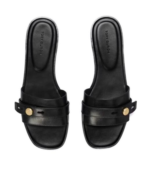 Tory Burch Black Romy Flat Mules