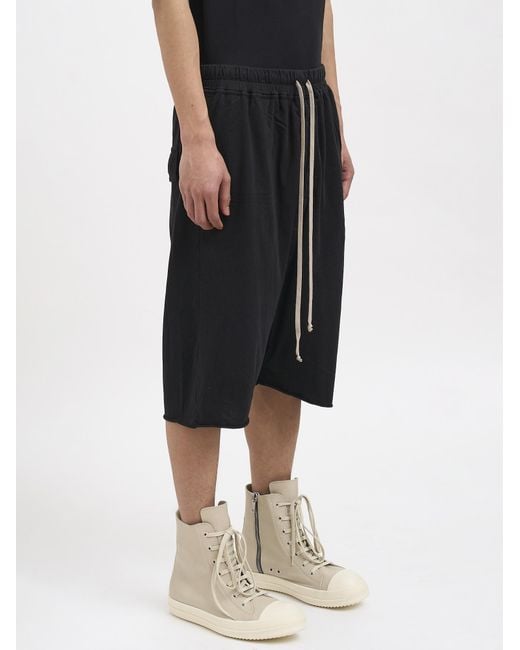 Rick Owens Gray Drawstring Wide-Leg Shorts for men