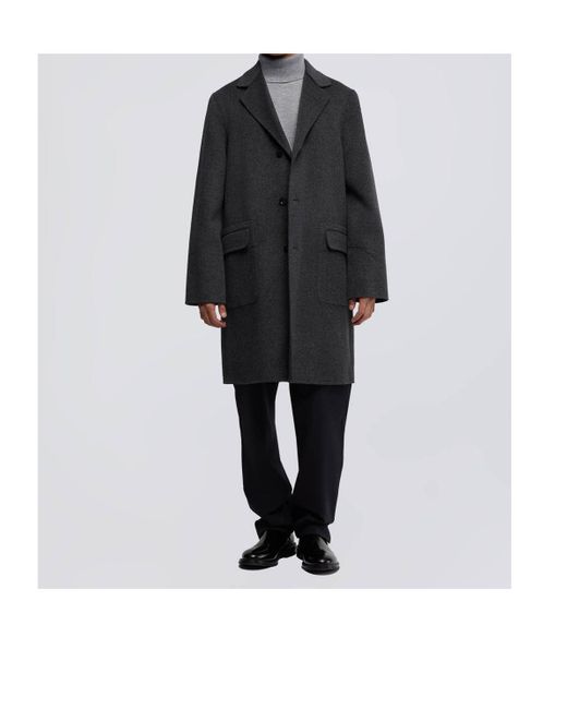 Aspesi Black Double-Layer Wool Coat for men