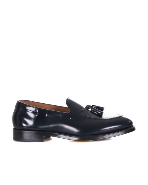 Doucal's Blue Almond Toe Tasseled Loafers for men