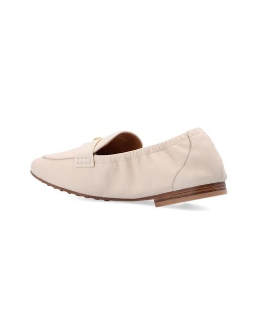 Tory Burch Natural Logo-Plaque Slip-On Ballet Loafers