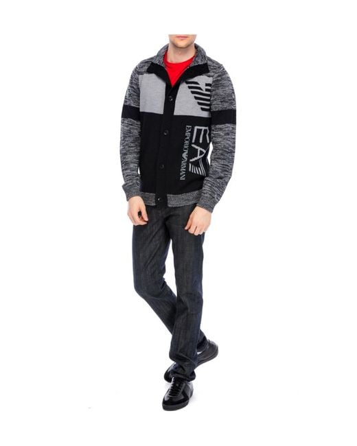 EA7 Gray Knitted Cardigan for men
