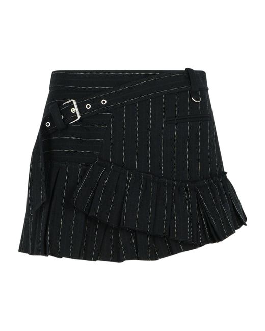 Isabel Marant Black Striped Belted Skirt