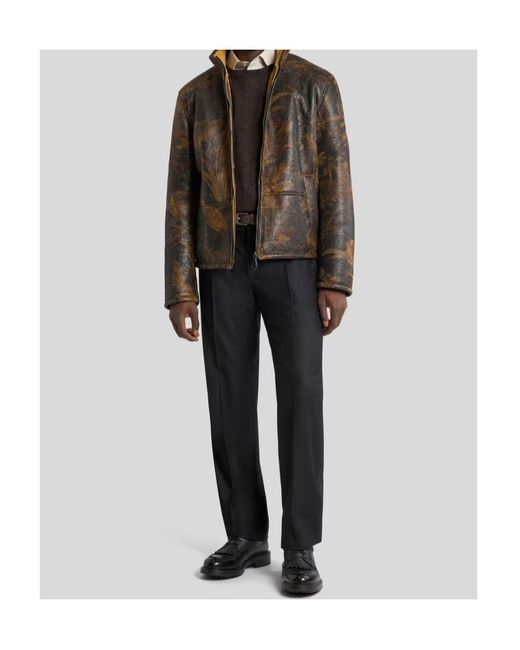 Etro Brown Paisley-Motif Crewneck Jumper for men