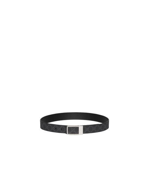 Gucci White Reversible Belt With Rectangular Buckle for men