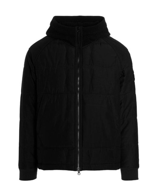 Stone Island Black Compass Hooded Padded Jacket for men