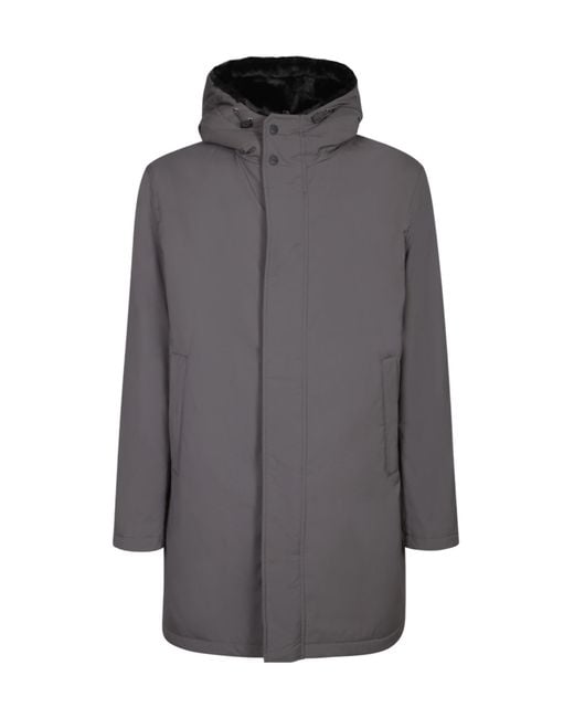 Herno Gray Hooded Padded Coat for men