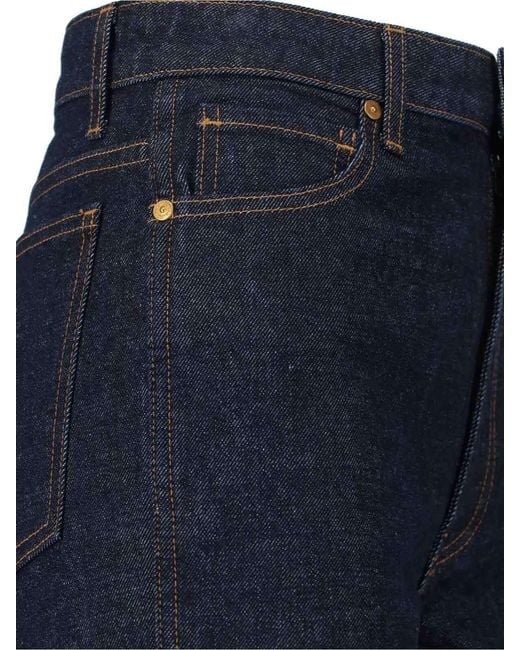 Khaite Blue Button Embellished Straight-Leg Jeans
