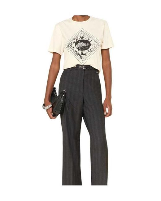 Isabel Marant Natural Graphic-Print Slub-Texture T-Shirt