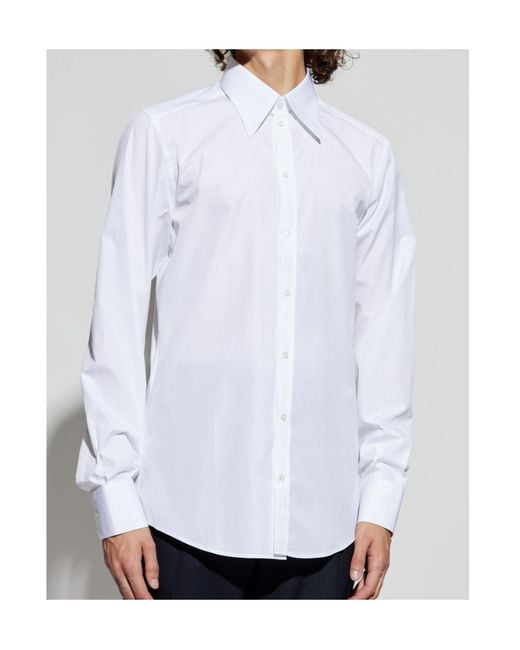 Dolce & Gabbana White Curved Hem Shirt for men