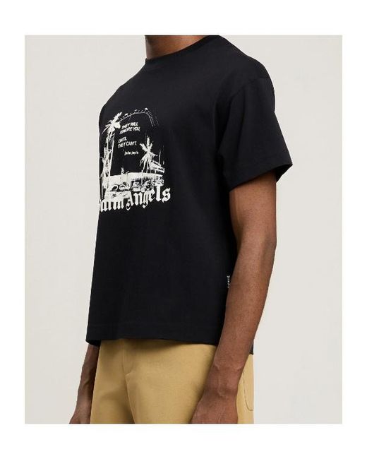 Palm Angels Black Graphic Printed Crewneck T-Shirt for men
