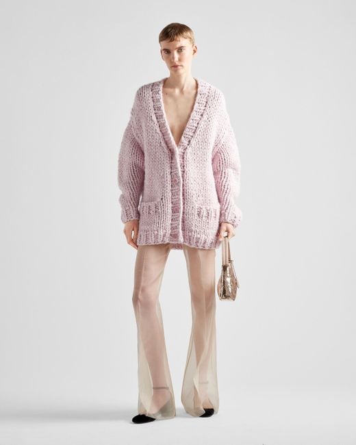 Prada White High-Waist Tonal Stitch Flared Trousers