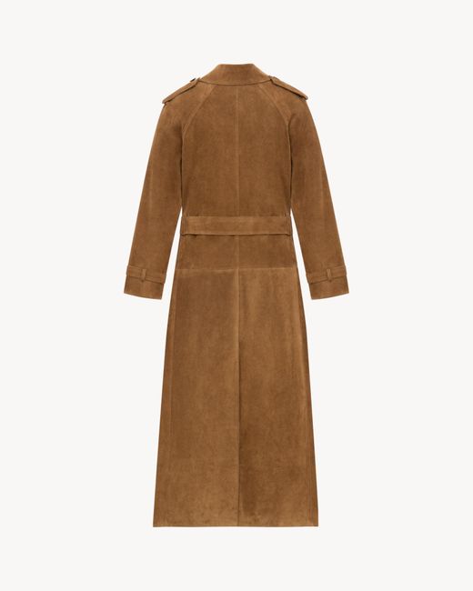Saint Laurent Brown Double-Breasted Trench Coat