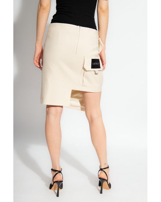 Off-White c/o Virgil Abloh Natural Asymmetric Wool Mini Skirt