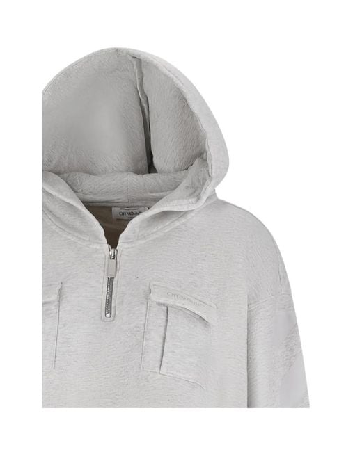 Off-White c/o Virgil Abloh Gray Pocket Crop Hoodie
