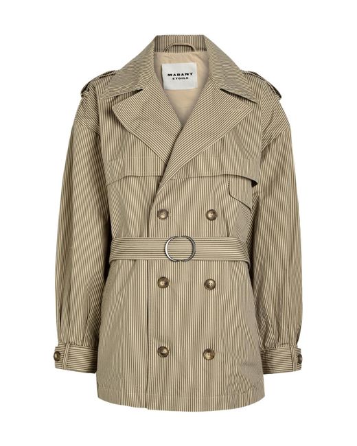 Isabel Marant Natural Claya Striped Belted Cotton Jacket