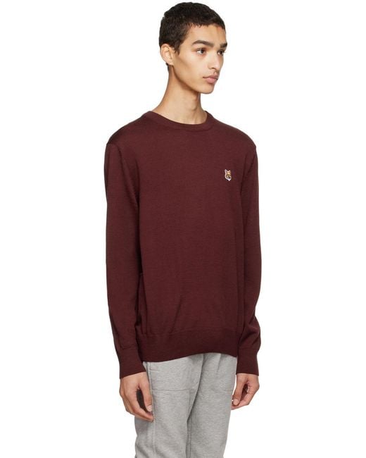 Maison Kitsuné Red Logo Crew-Neck Jumper for men