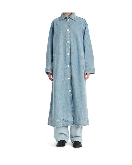 Agolde Blue Belted Denim Trench Coat