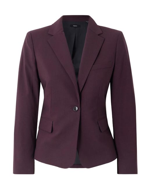 Theory Purple Wool Blend Suit Jacket