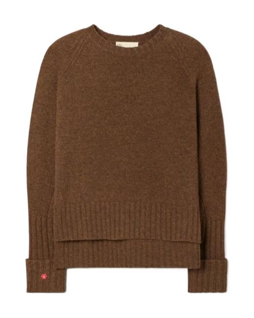 Tory Burch Brown Floral Cuff Sweater