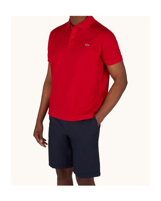 Paul & Shark Red Logo Piqué Polo Shirt for men