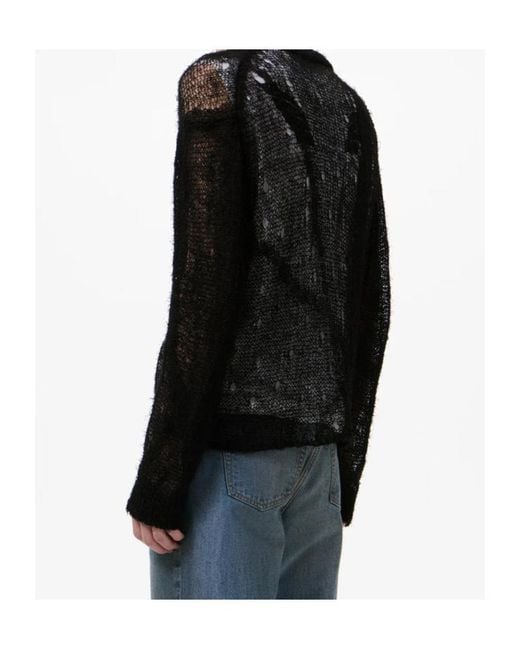 Our Legacy Black Sheer Open-Knit Cardigan for men