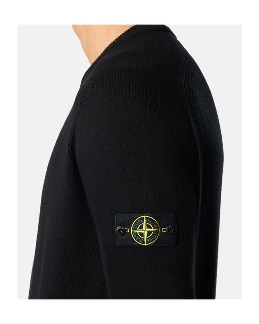 Stone Island Black Compass Badge Crewneck Jumper for men
