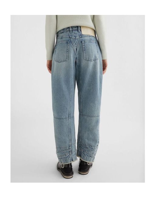 Jil Sander Blue Tapered-Leg Frayed-Hem Jeans