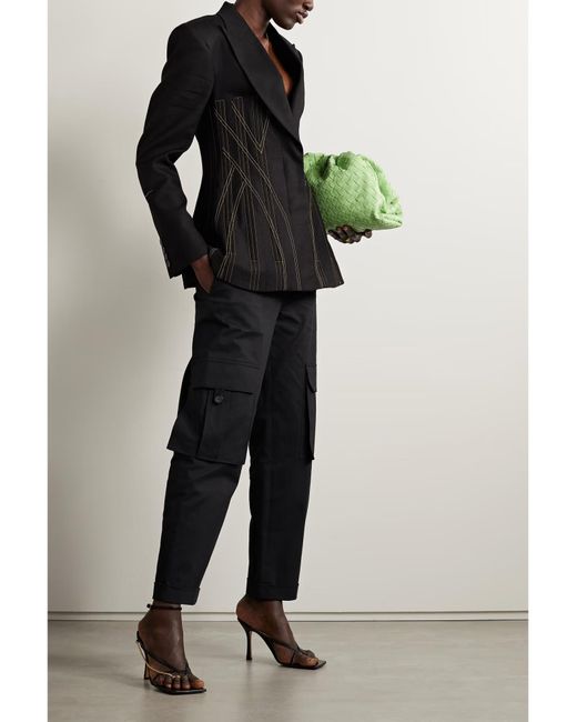 Stella McCartney Black Topstitched Grained Suit Jacket