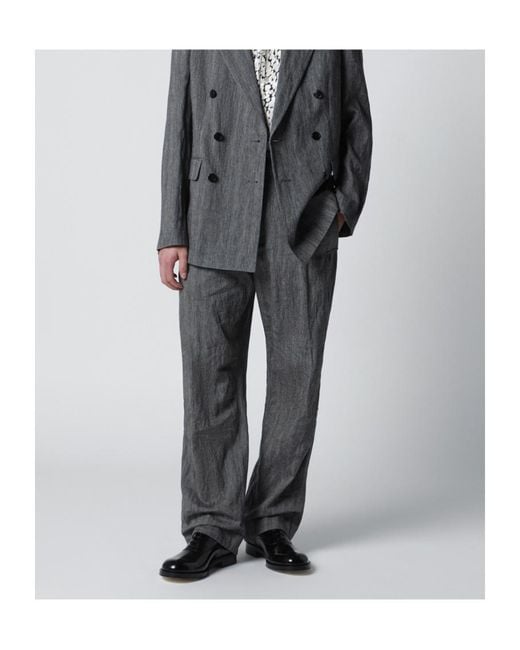Dries Van Noten Gray Straight Leg Pants for men