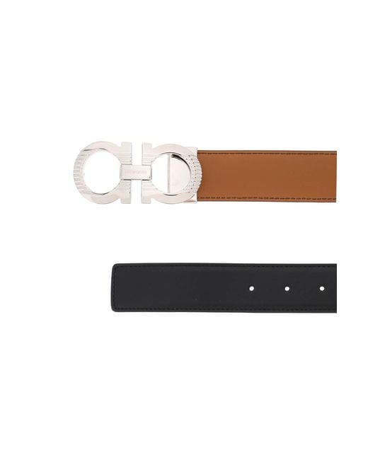 Ferragamo White Ferragamo Gancini Buckle Reversible Belt for men