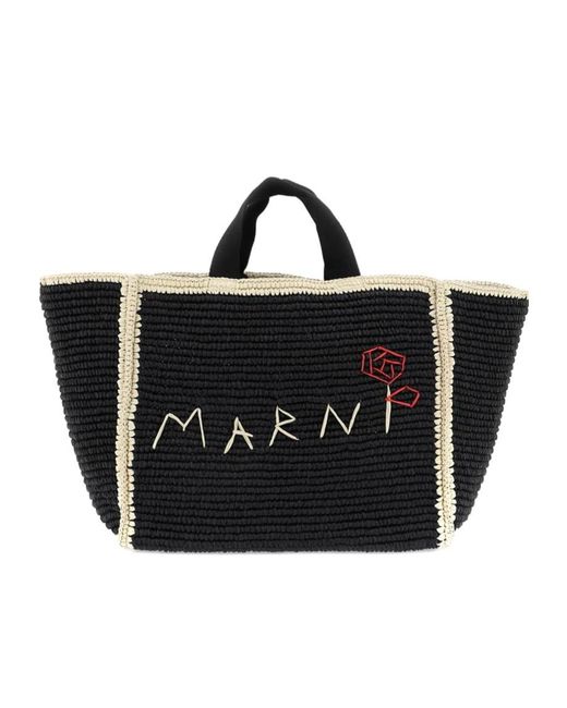 Marni Black Logo-Detailed Top Handle Bag